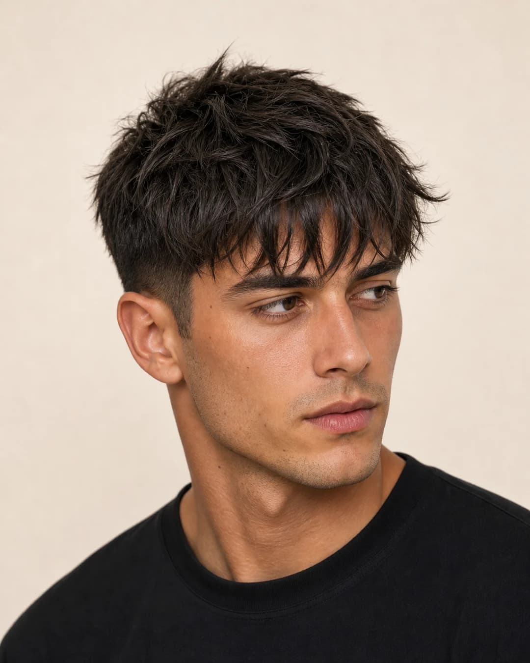 Boy Fringe Desordenado — vista frontal y trasera exacta