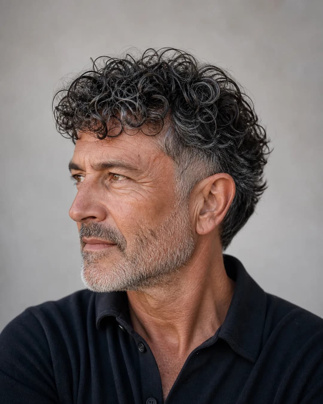 Burst taper + curly fringe — Crop hombre moderno