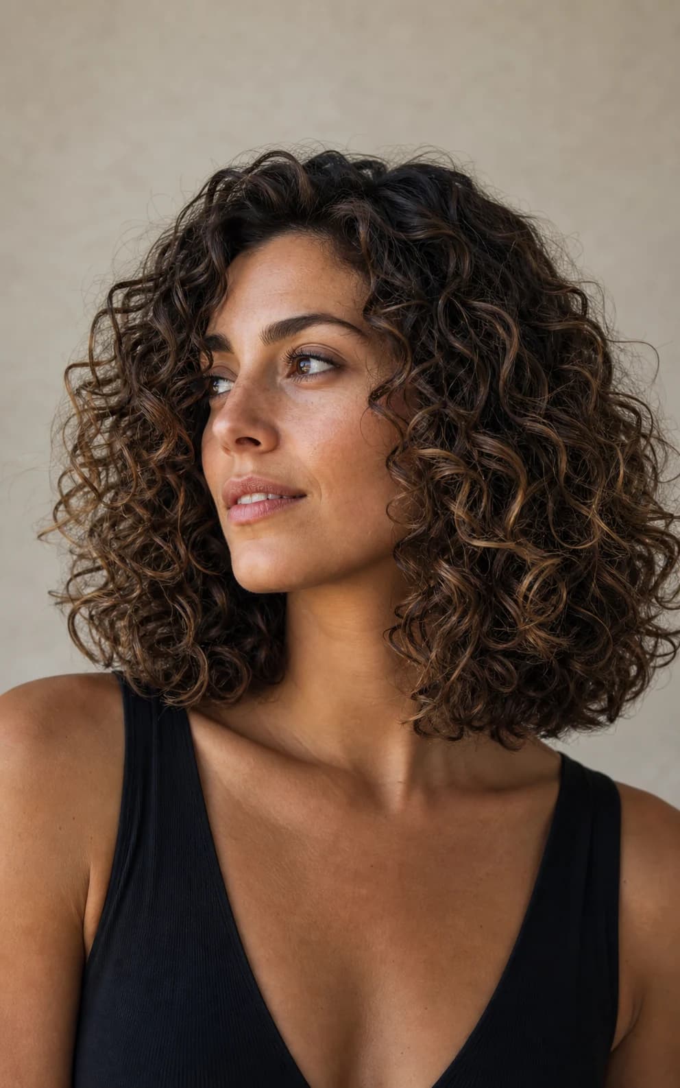 Curly Long Bob Lob - vista frontal y trasera exacta