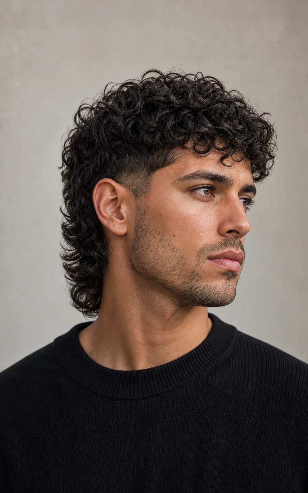 Curly Mullet - vista frontal y trasera exacta