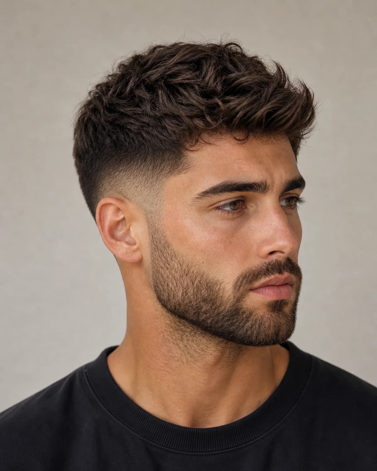 Degradado con barba media — Cortes de pelo hombre degradado
