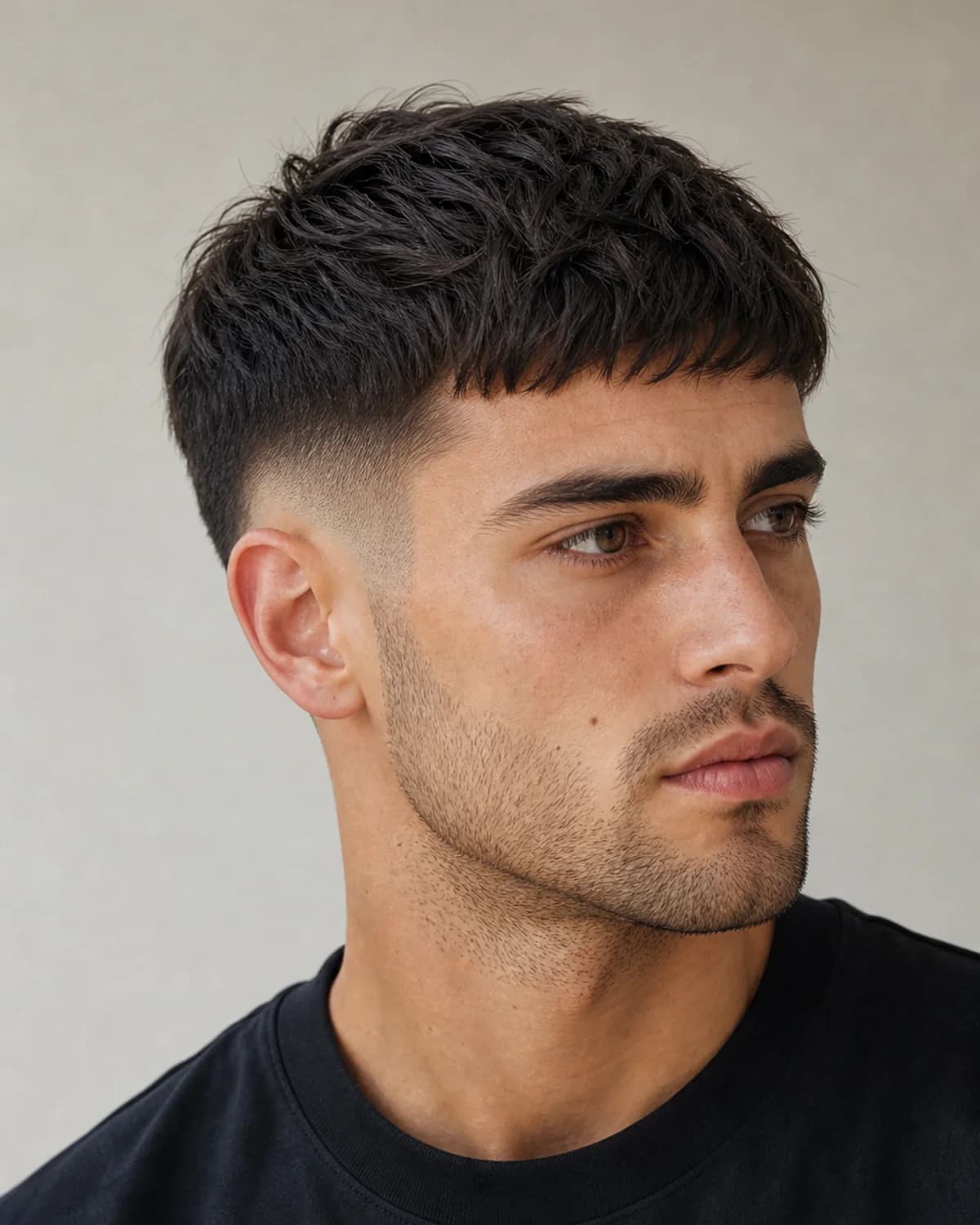 Degradado + crop con flequillo — Cortes de pelo hombre degradado