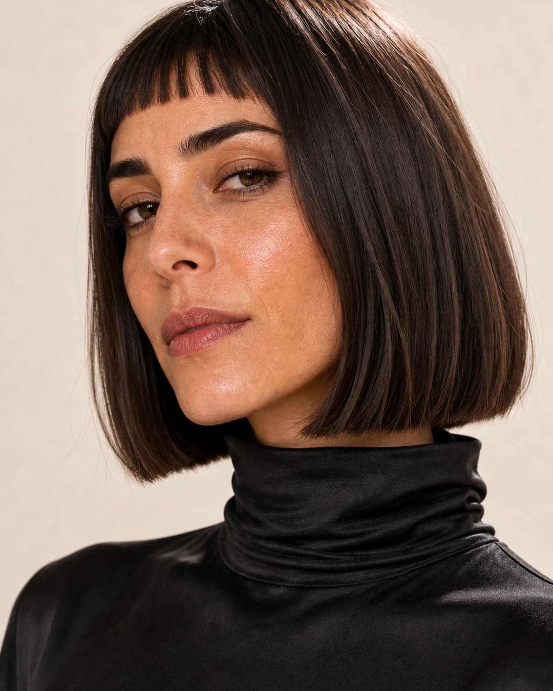 French Bob Baby Bangs — vista frontal y trasera exacta
