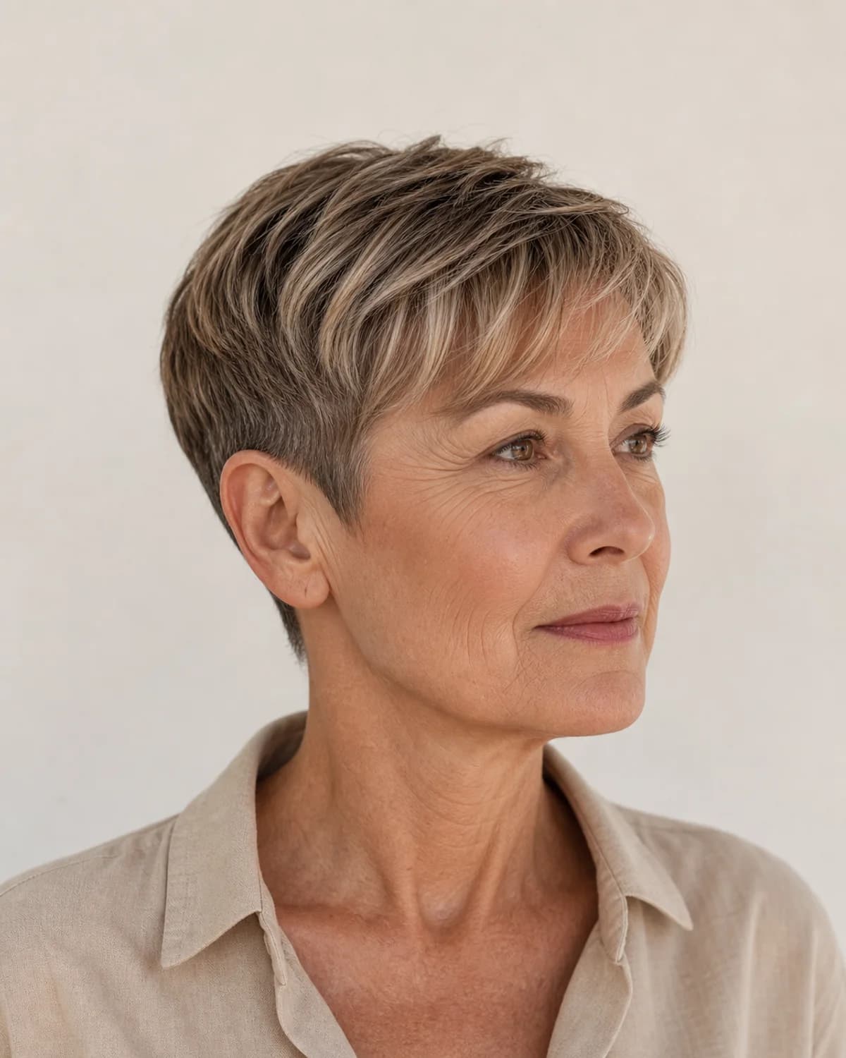Garçon + reflejos suaves — Cortes de pelo corto mujer 60 años