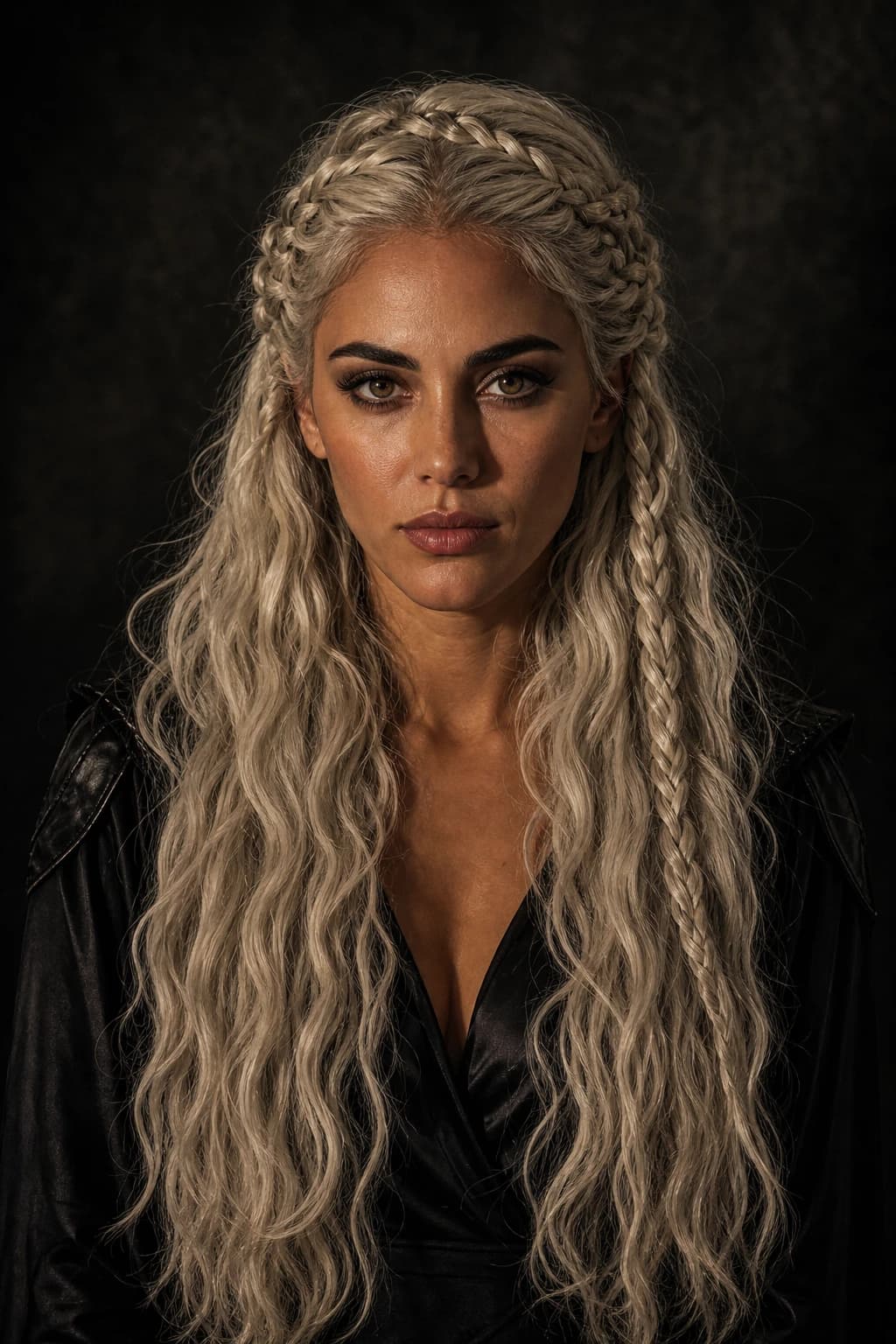 Daenerys Khaleesi peluca platino — Game of Thrones trenzas elaboradas