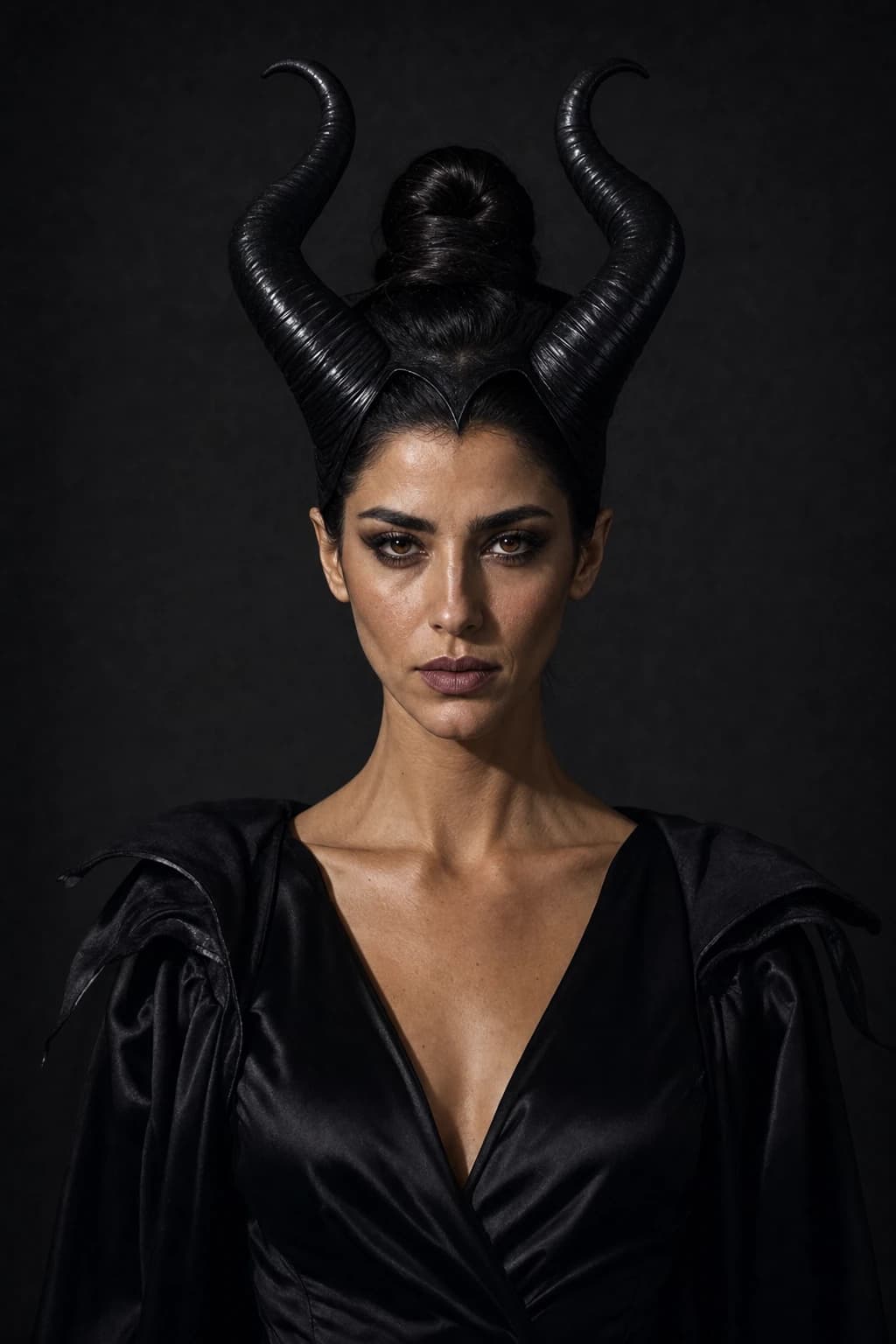Recogido Maléfica cuernos — Disney villain sleek bun + accesorio