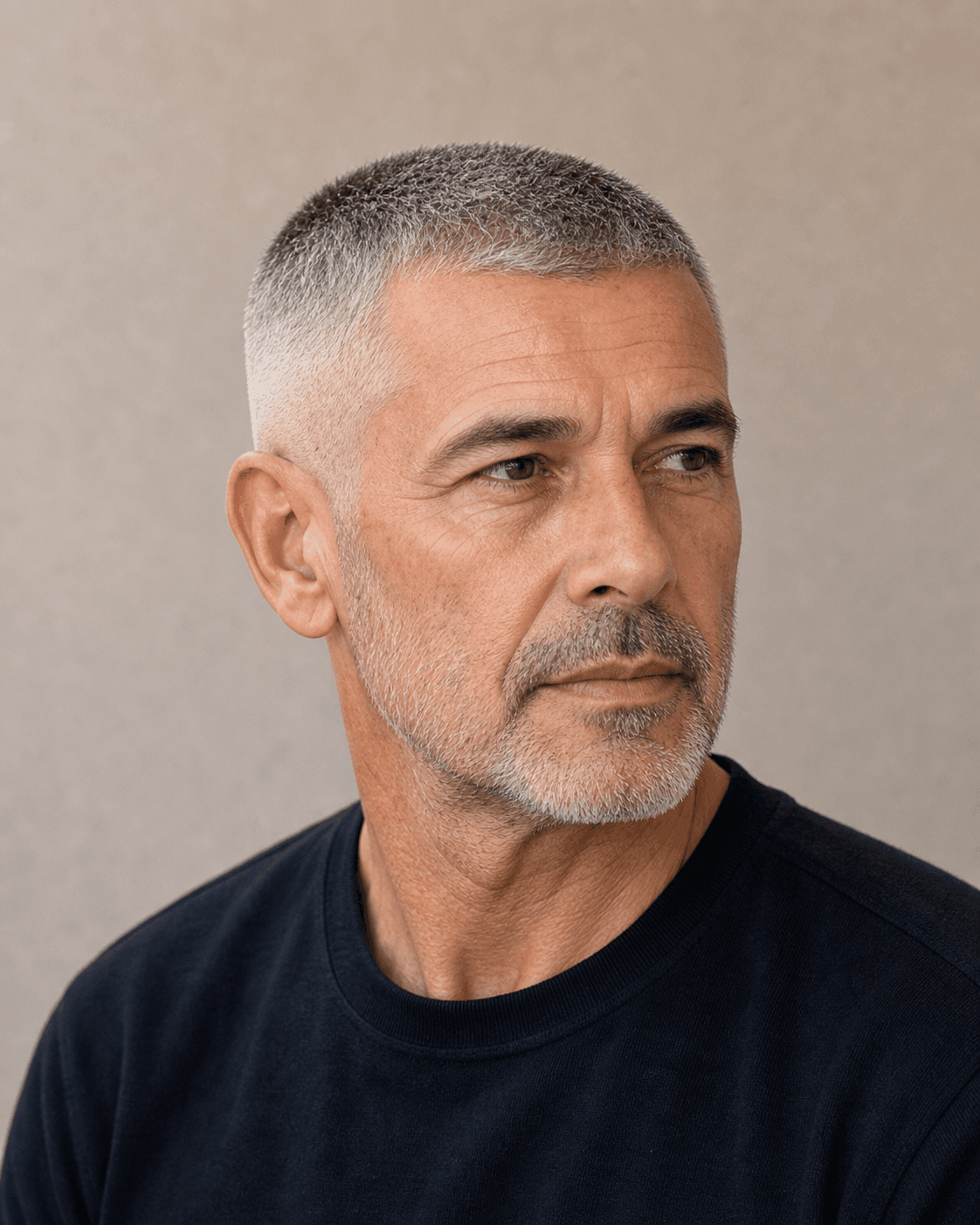 Buzz cut + degradado bajo — Cortes de pelo hombre 60 años