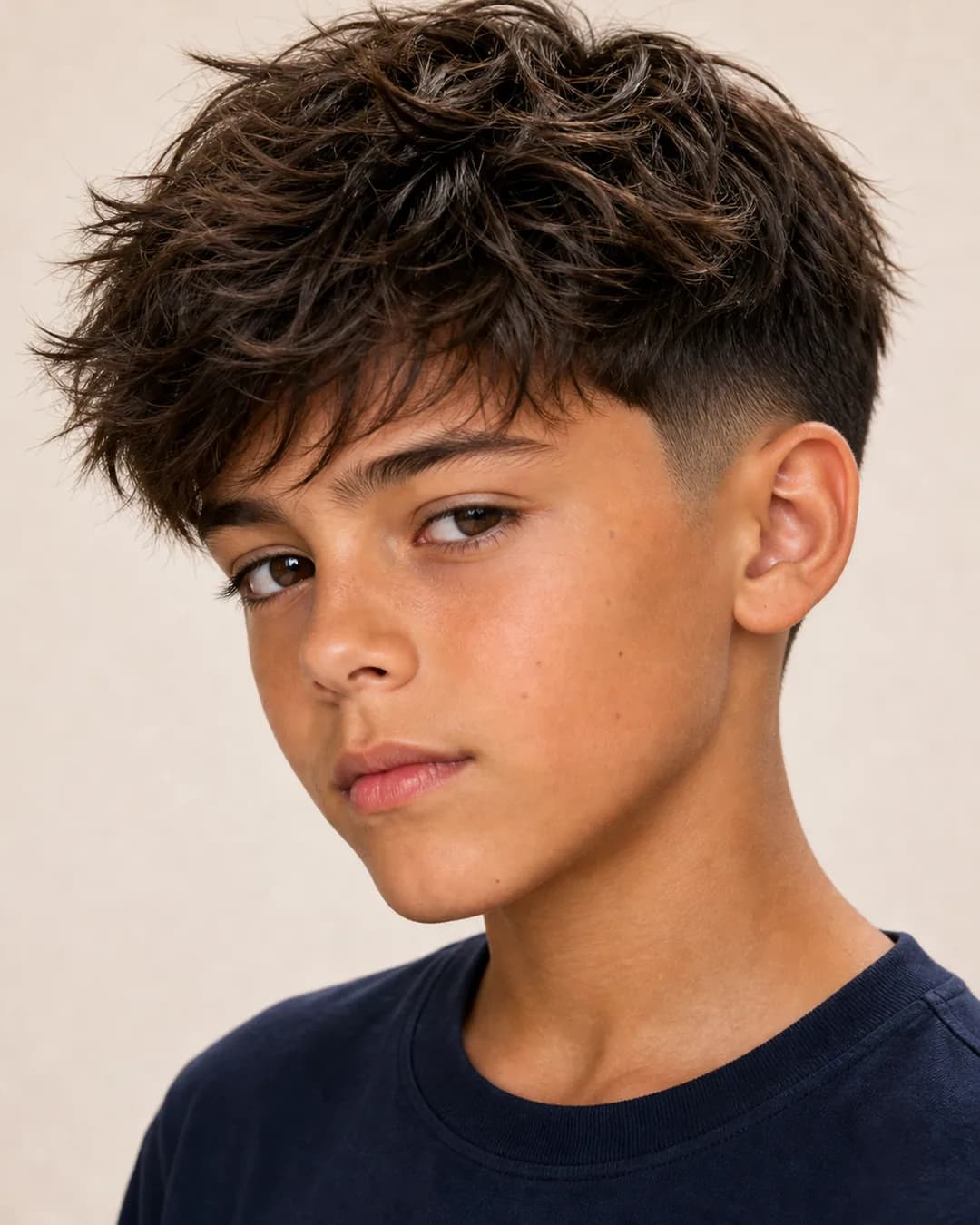 Messy Hair Fade Medio — vista frontal y trasera exacta
