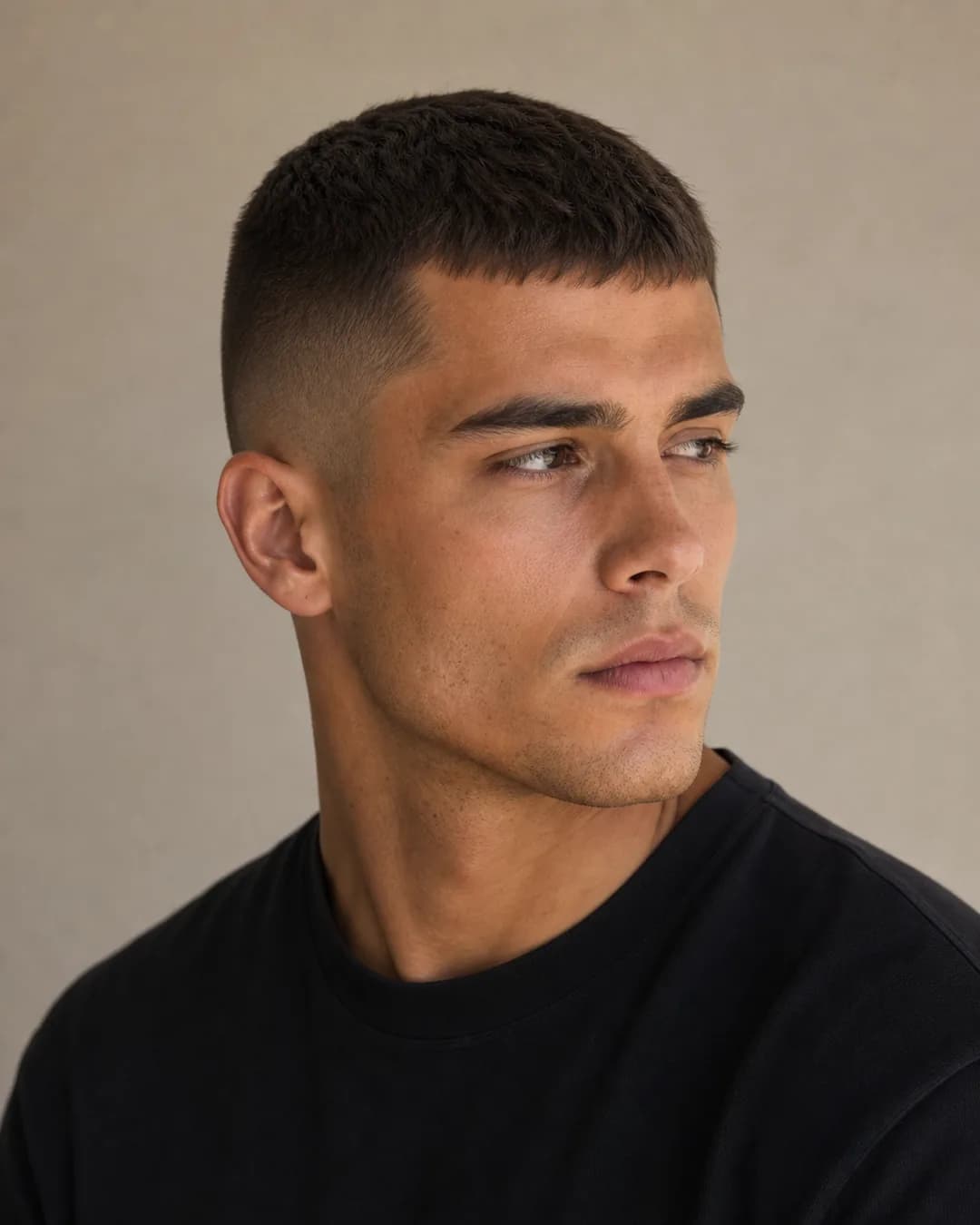 Militar con flequillo corto — Corte de pelo militar hombre