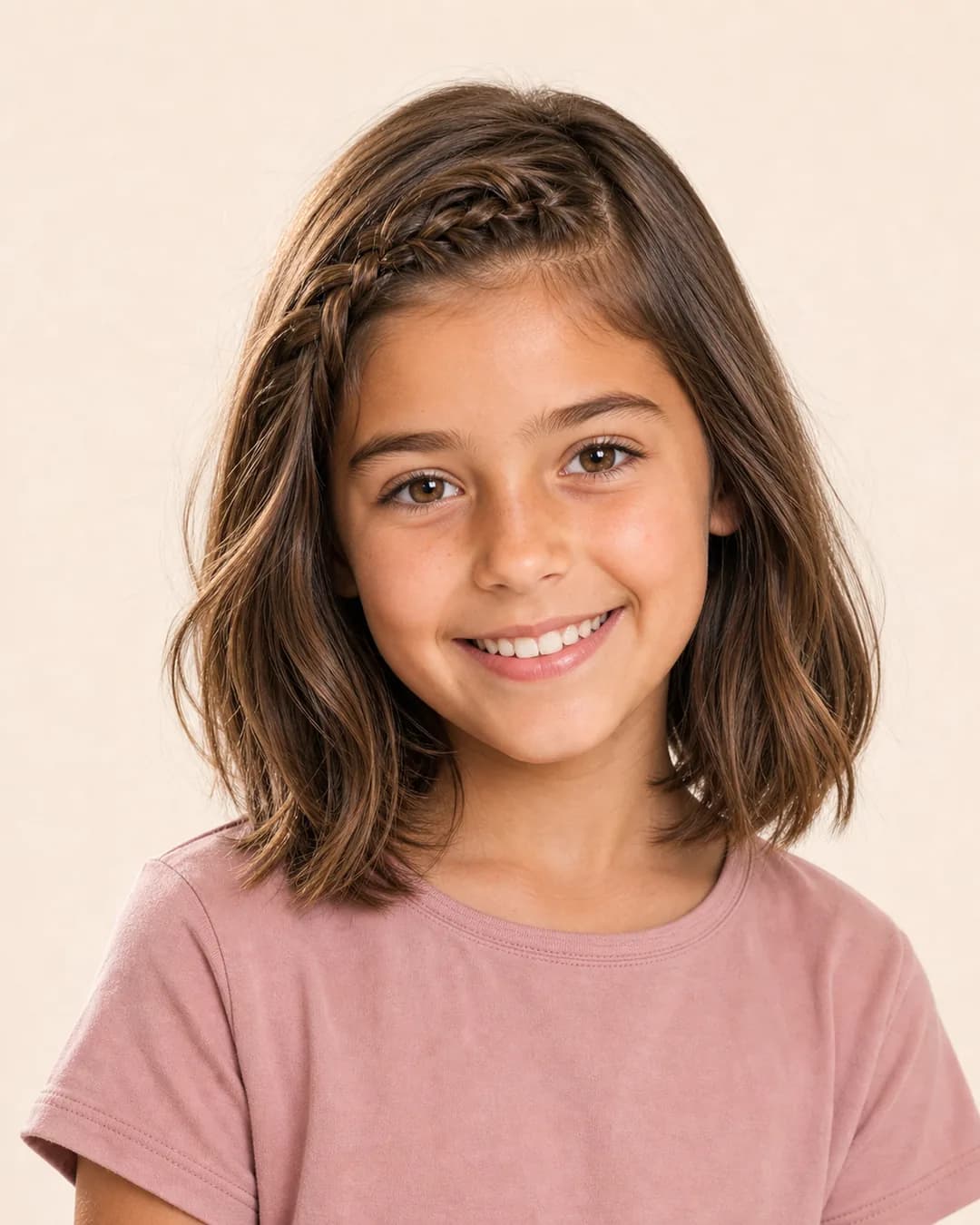 Niña Long Bob Baby Trenza — vista frontal y trasera exacta