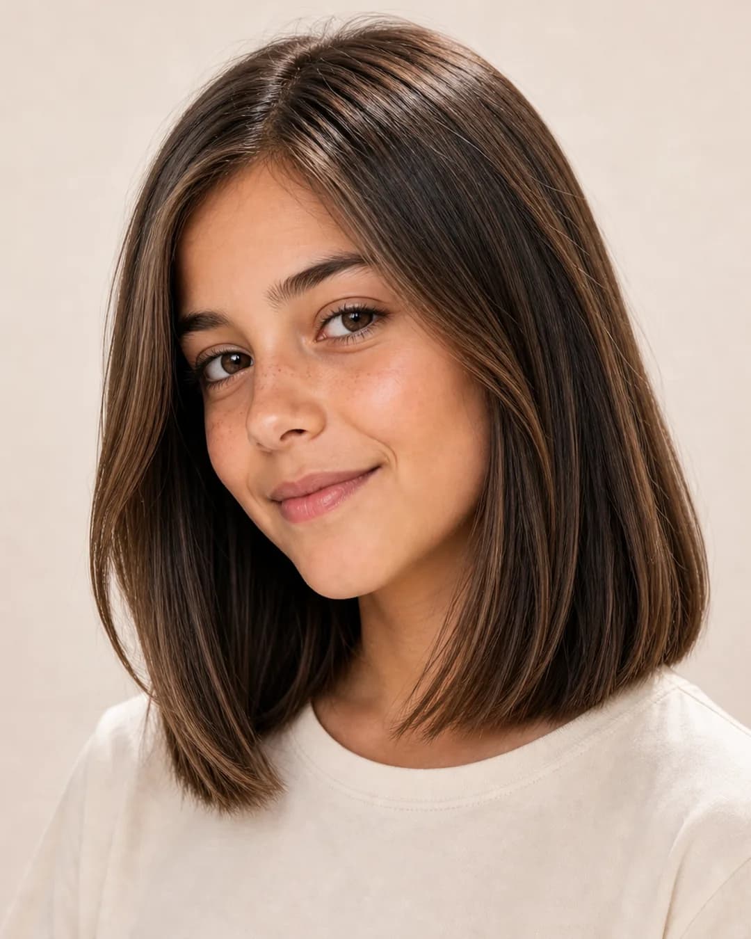 Niña Long Bob Clasico — vista frontal y trasera exacta