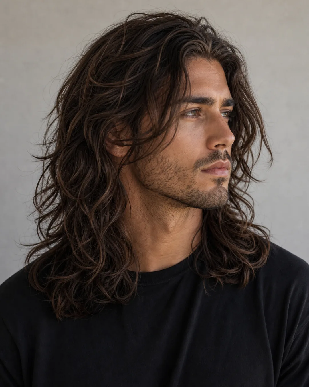 Pelo largo ondulado — Man bun hombre