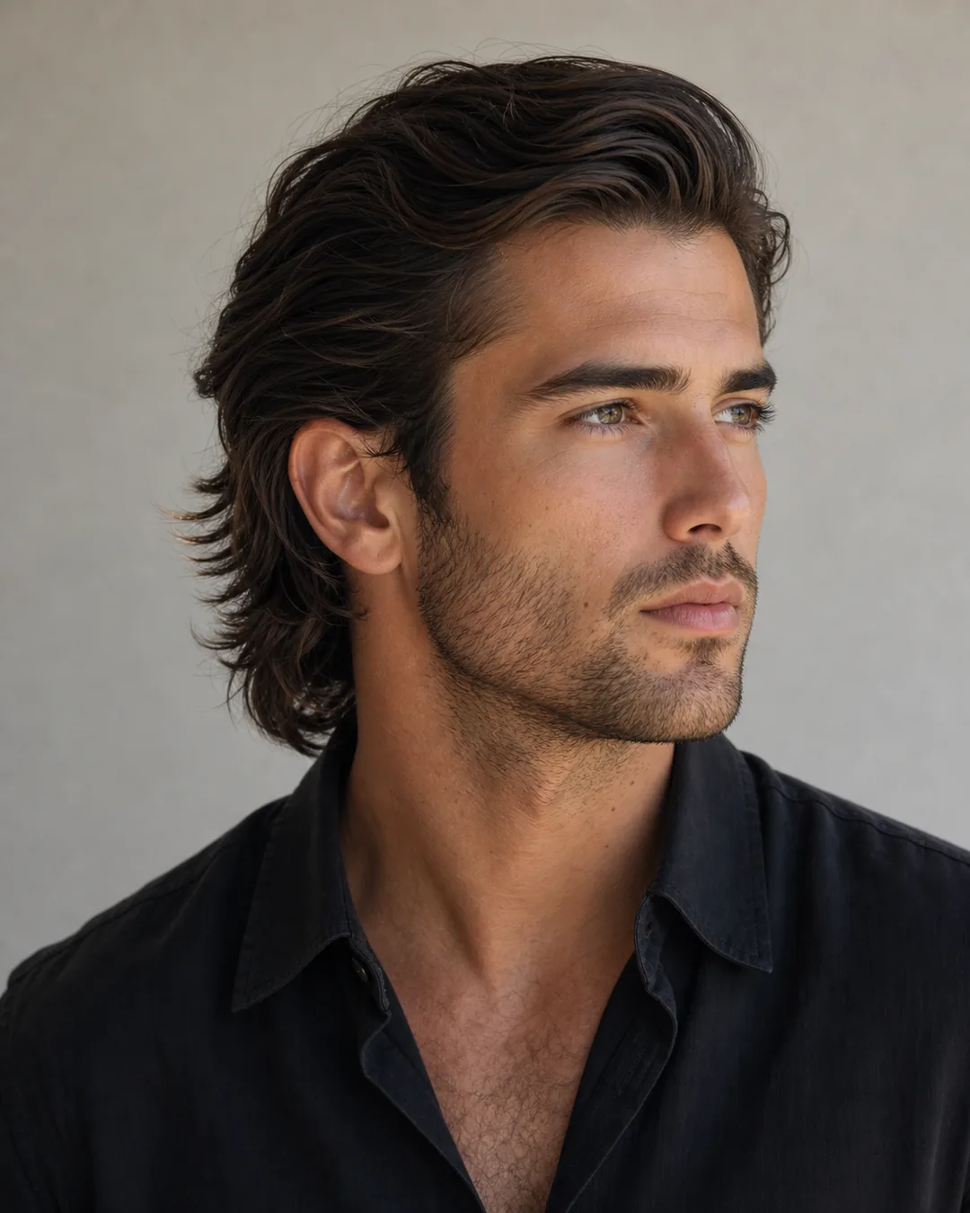 Pelo largo peinado atrás — Cortes de pelo largo hombre