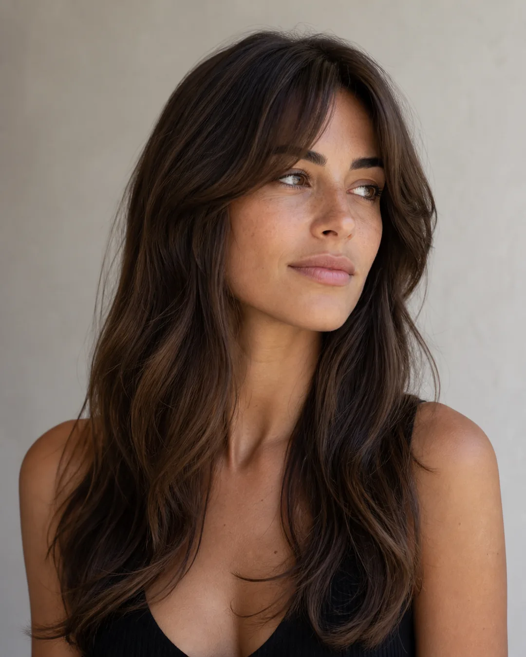 Pelo largo + flequillo cortina — Cortes de pelo largo mujer