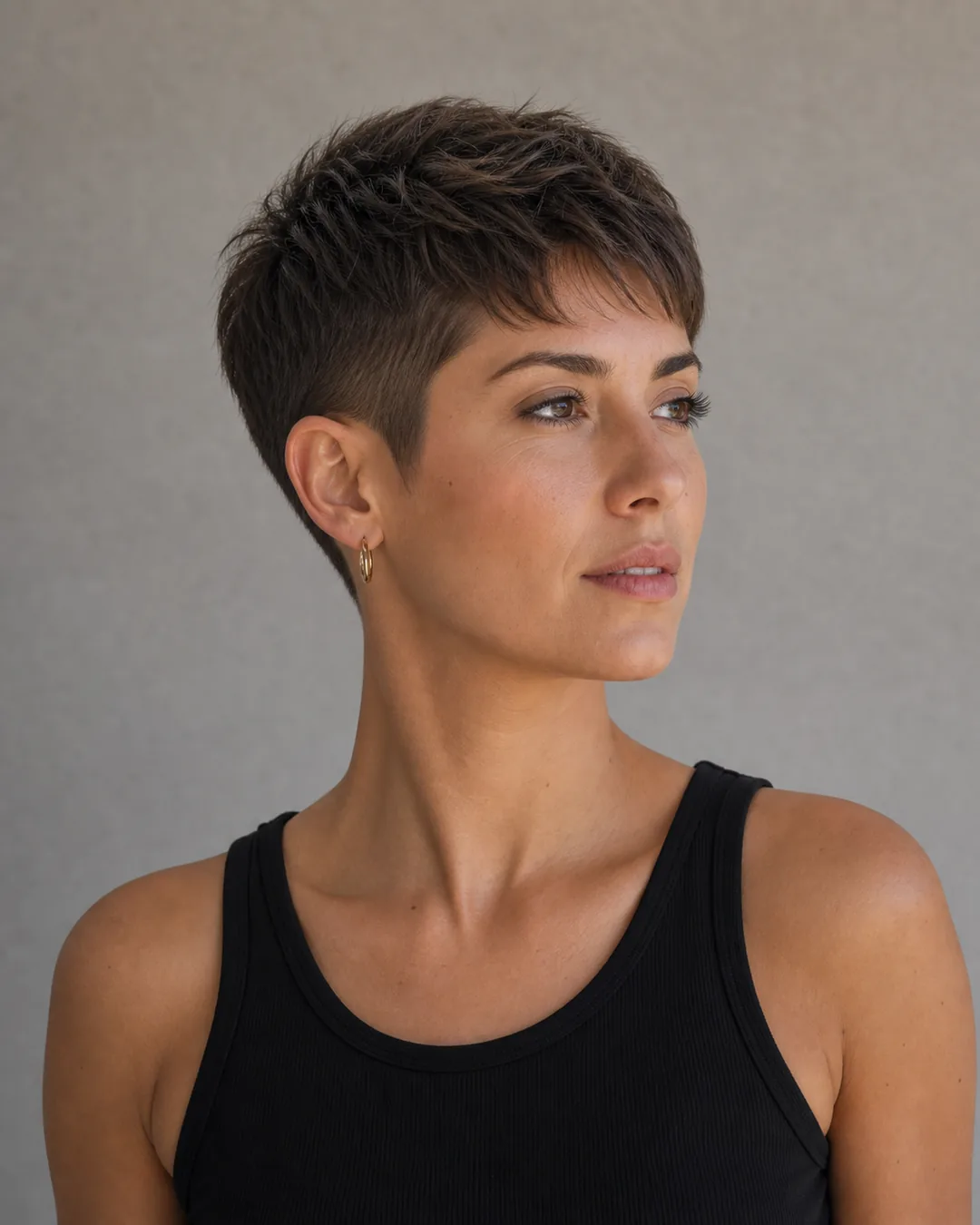Pixie clásico con nuca pegada — Corte de pelo pixie mujer