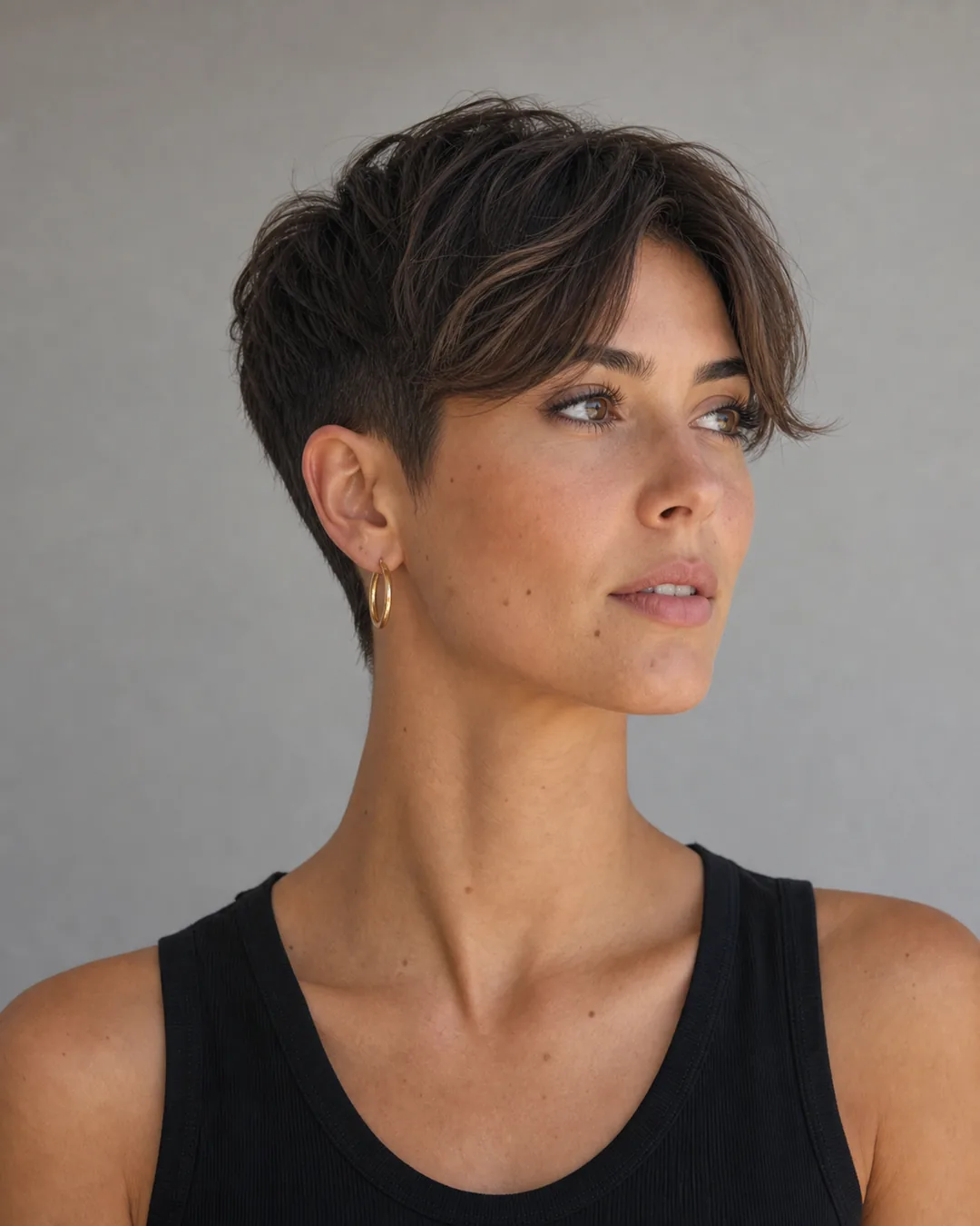 Pixie con flequillo cortina — Corte de pelo pixie mujer