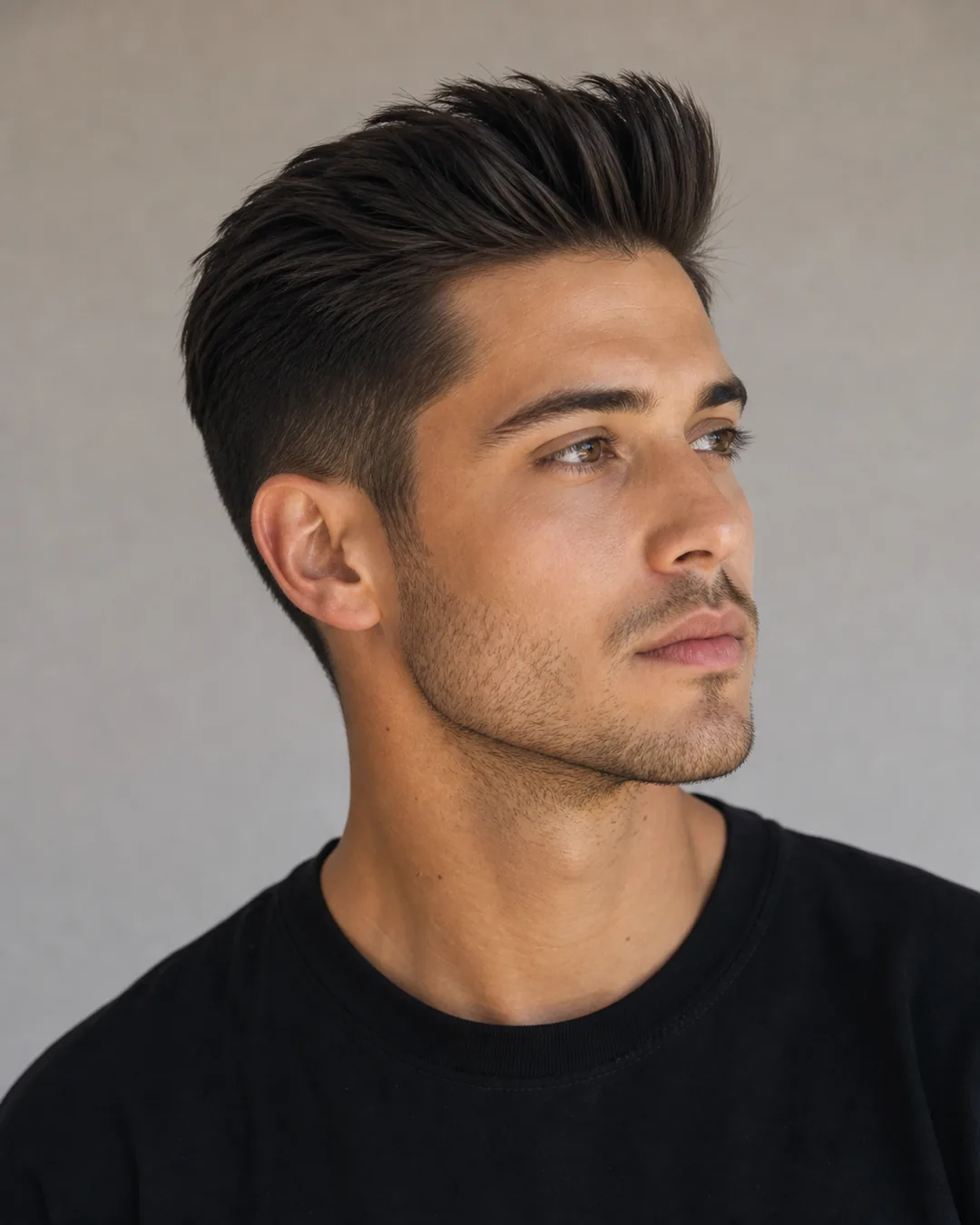 Quiff liso — Taper fade en pelo liso