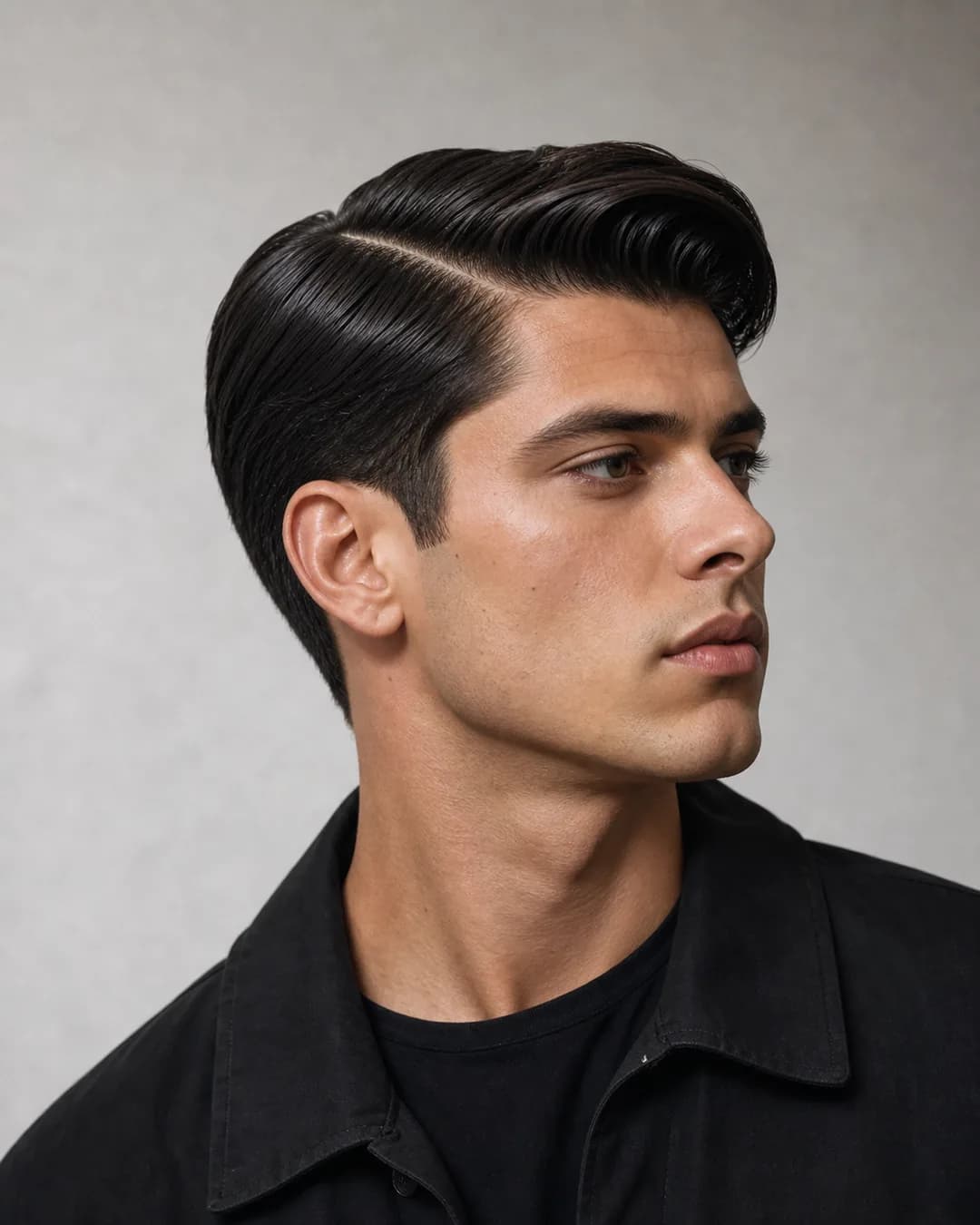 Side part con raya marcada — Taper fade en pelo liso