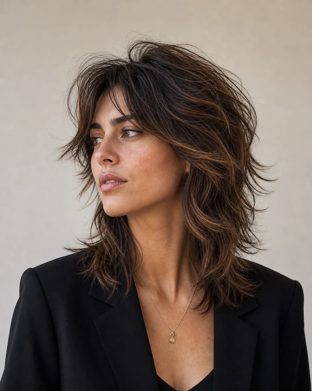 Wolf cut + flequillo cortina — Wolf cut mujer